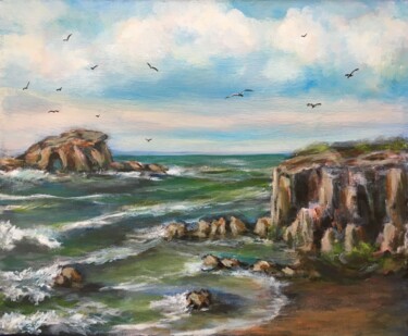 Malerei mit dem Titel ""An der Küste bei L…" von Roman Koshmanov, Original-Kunstwerk, Acryl