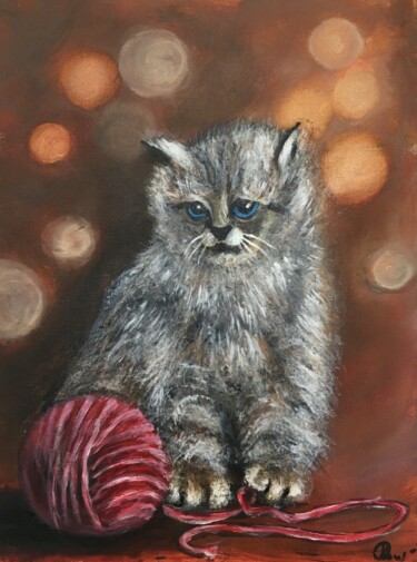 Malerei mit dem Titel ""Ein kleines Kätzch…" von Roman Koshmanov, Original-Kunstwerk, Acryl