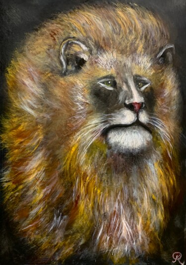 Malerei mit dem Titel "Der Löwe" von Roman Koshmanov, Original-Kunstwerk, Acryl