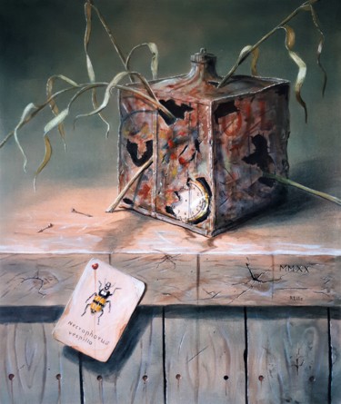 Malerei mit dem Titel "Tribut" von Reinhold Lilie, Original-Kunstwerk, Öl