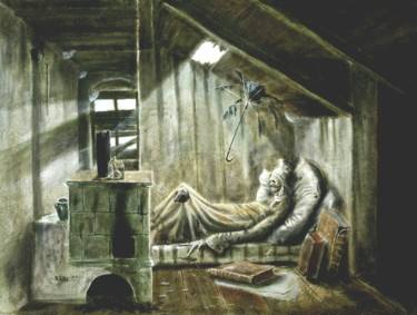 Malerei mit dem Titel "Der vergessene Poet" von Reinhold Lilie, Original-Kunstwerk, Öl