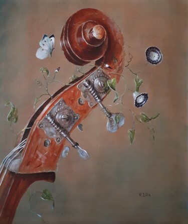 Malerei mit dem Titel "Cello-Stück" von Reinhold Lilie, Original-Kunstwerk, Öl