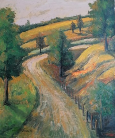 Картина под названием "Village road" - Nela Radomirovic, Подлинное произведение искусства, Масло