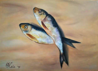 Картина под названием "Fish" - Nela Radomirovic, Подлинное произведение искусства, Масло