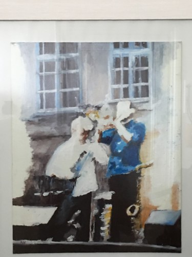 Schilderij getiteld "Les musiciens l" door Richard Nichanian, Origineel Kunstwerk, Olie
