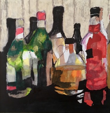 Peinture intitulée "Les bouteilles du b…" par Richard Nichanian, Œuvre d'art originale