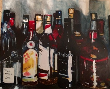 Peinture intitulée "Les bouteilles ll" par Richard Nichanian, Œuvre d'art originale