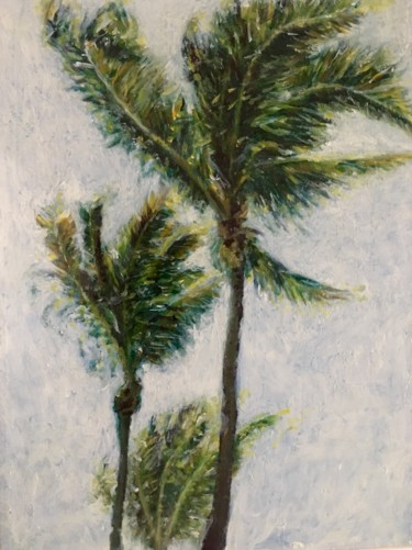 Peinture intitulée "Palmiers dans le ve…" par Richard Nichanian, Œuvre d'art originale, Huile
