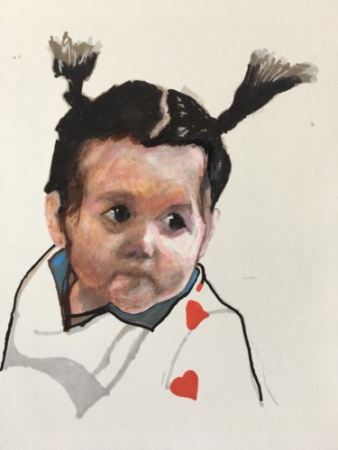 Dessin intitulée "La petite fille aux…" par Richard Nichanian, Œuvre d'art originale, Marqueur