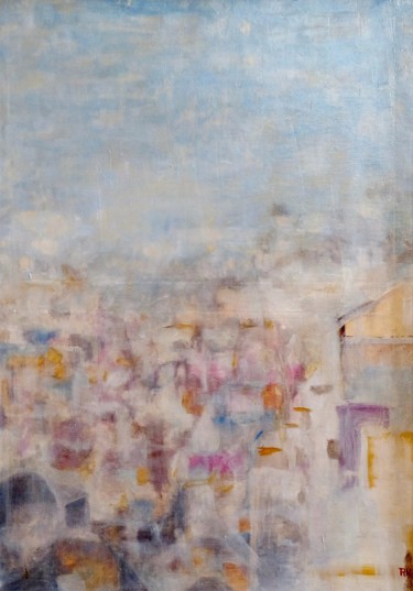 Peinture intitulée "Vue de Lisbonne" par Richard Nichanian, Œuvre d'art originale, Huile