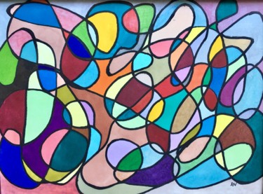 Dessin intitulée "Courbes et couleurs…" par Richard Nichanian, Œuvre d'art originale, Autre