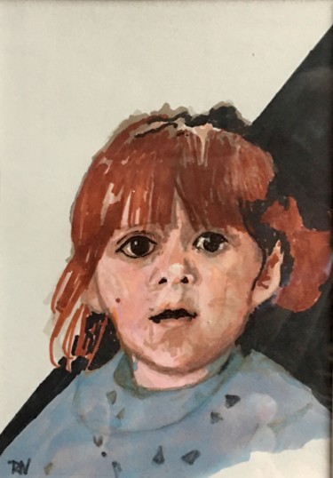 Painting titled "Une petite fille" by Richard Nichanian, Original Artwork, Marker Mounted on Glass