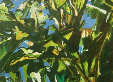 Dibujo titulada "Un ciel de feuilles" por Richard Nichanian, Obra de arte original, Rotulador Montado en Vidrio