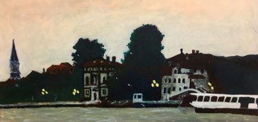 Peinture intitulée "La nuit tombe sur g…" par Richard Nichanian, Œuvre d'art originale, Huile Monté sur Châssis en bois