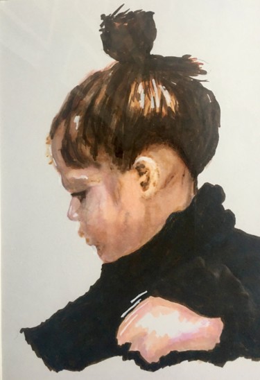 Dessin intitulée "La petite fille au…" par Richard Nichanian, Œuvre d'art originale, Marqueur Monté sur Carton