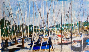 Painting titled "Le port de plaisance" by Richard Nichanian, Original Artwork, Acrylic