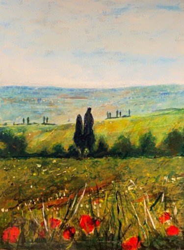 Schilderij getiteld "La Toscane dans le…" door Richard Nichanian, Origineel Kunstwerk, Acryl Gemonteerd op Plexiglas