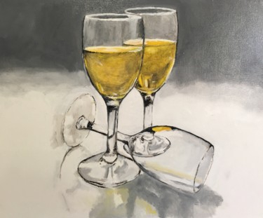 Painting titled "Trois verres" by Richard Nichanian, Original Artwork, Oil
