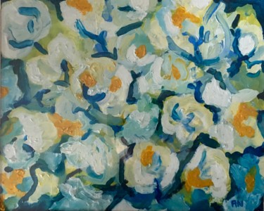 Painting titled "Composition florale…" by Richard Nichanian, Original Artwork, Oil