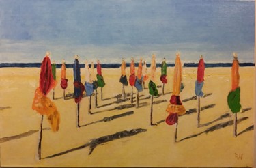 Ζωγραφική με τίτλο "La plage déserte" από Richard Nichanian, Αυθεντικά έργα τέχνης, Λάδι