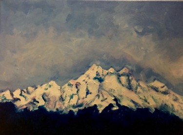 Peinture intitulée "La montagne" par Richard Nichanian, Œuvre d'art originale, Huile