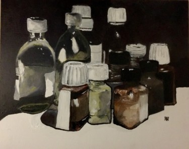 Peinture intitulée "Mes pots" par Richard Nichanian, Œuvre d'art originale, Huile
