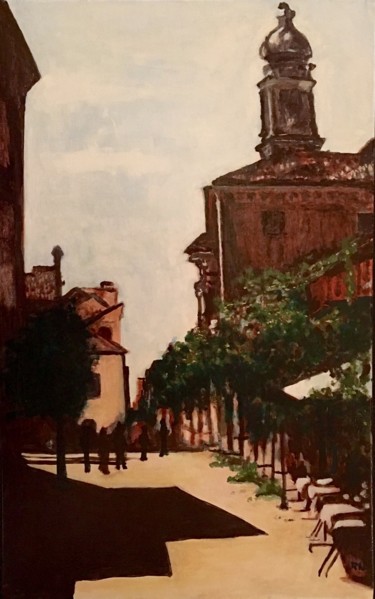Painting titled "La place" by Richard Nichanian, Original Artwork, Oil