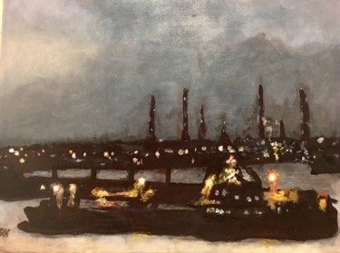 Peinture intitulée "Petroliers" par Richard Nichanian, Œuvre d'art originale