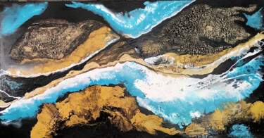 Painting titled "" BLACK MOUNTAIN "" by R.P. De Laroque, Original Artwork, Acrylic Mounted on Wood Stretcher frame