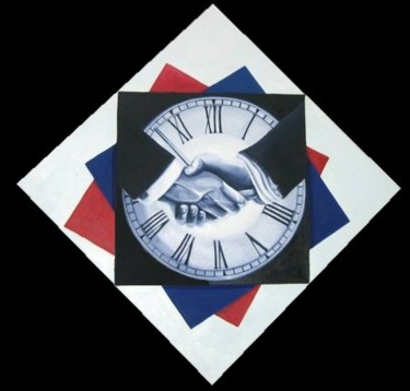 Peinture intitulée "le temps passe l'am…" par R Pin, Œuvre d'art originale, Huile