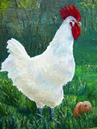 Peinture intitulée "Coq" par R Pin, Œuvre d'art originale