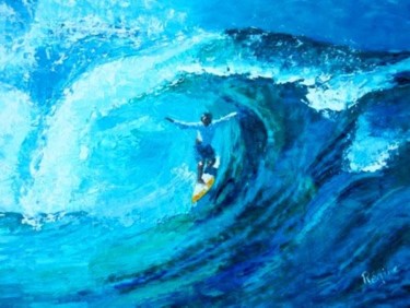 Peinture intitulée "La vague" par R Pin, Œuvre d'art originale