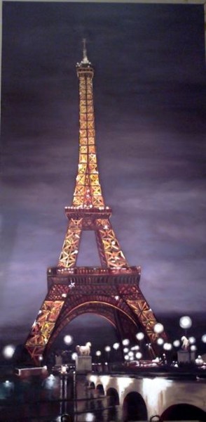 Peinture intitulée "PARIS mon fils" par R Pin, Œuvre d'art originale, Huile