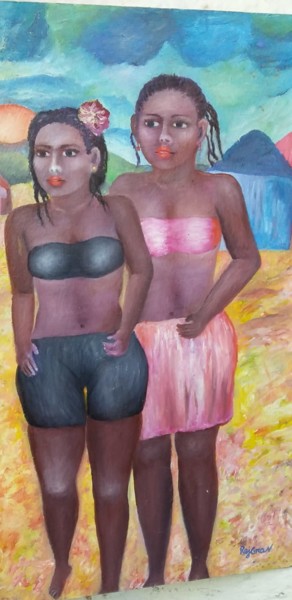 Pintura intitulada "As irmãs africanas" por Raimundo Reygran, Obras de arte originais, Óleo