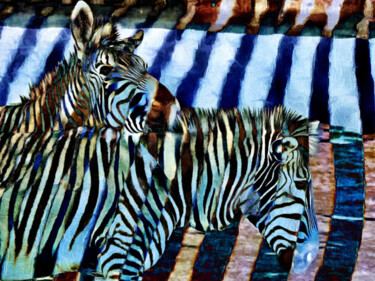 Digitale Kunst getiteld "zebra - zébresse" door R.W.Born, Origineel Kunstwerk, Gemanipuleerde fotografie