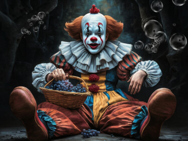 Digital Arts titled "Clown mit Weintraub…" by R.W.Born, Original Artwork, AI generated image