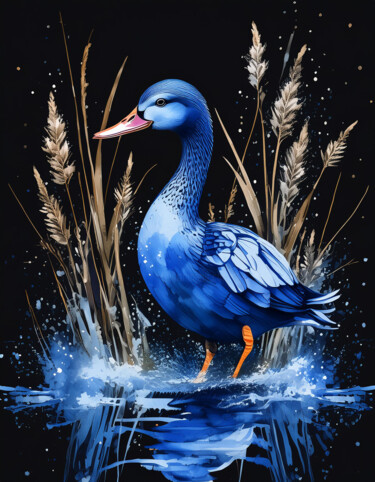 Arte digitale intitolato "Ente in blau" da R.W.Born, Opera d'arte originale, Immagine generata dall'IA