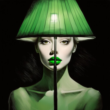 Digitale Kunst mit dem Titel "Grün - Portrait mit…" von R.W.Born, Original-Kunstwerk, KI-generiertes Bild