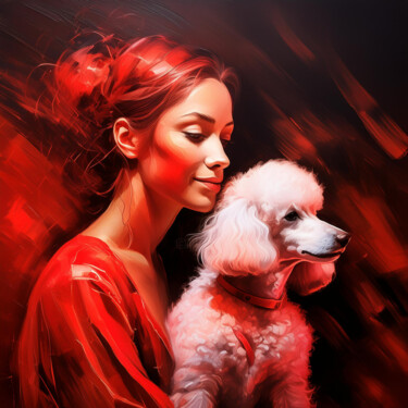Digitale Kunst mit dem Titel "Woman in red - Frau…" von R.W.Born, Original-Kunstwerk, KI-generiertes Bild