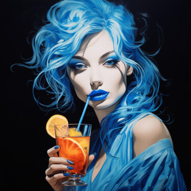 Digital Arts titled "Dreams in blue - Po…" by R.W.Born, Original Artwork, AI generated image