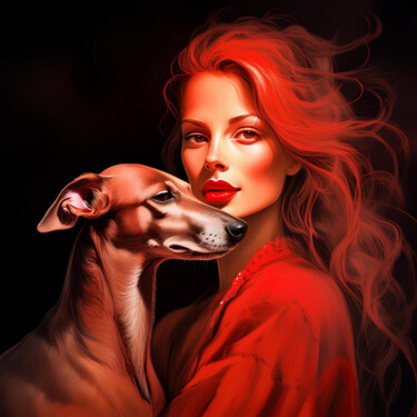 Arte digitale intitolato "Woman in red - Frau…" da R.W.Born, Opera d'arte originale, Immagine generata dall'IA