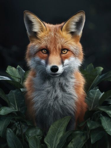 Digitale Kunst mit dem Titel "Fuchs - Tierportrai…" von R.W.Born, Original-Kunstwerk, KI-generiertes Bild