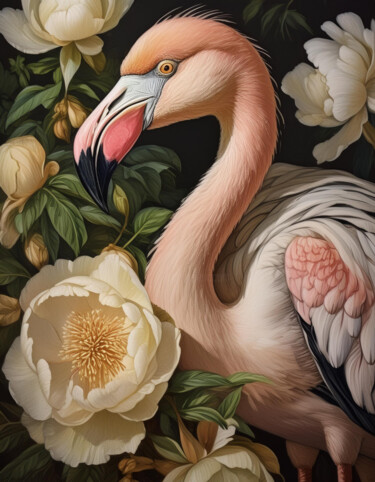 Digitale Kunst getiteld "Flamingo - flamant…" door R.W.Born, Origineel Kunstwerk, AI gegenereerde afbeelding