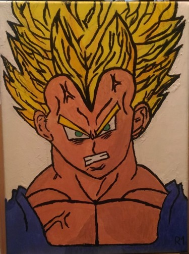 Peinture intitulée "dragon ball z: vege…" par R1, Œuvre d'art originale, Acrylique