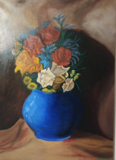 Peinture intitulée "Zátiší květiny" par Robin Stříbný, Œuvre d'art originale, Huile Monté sur Châssis en bois