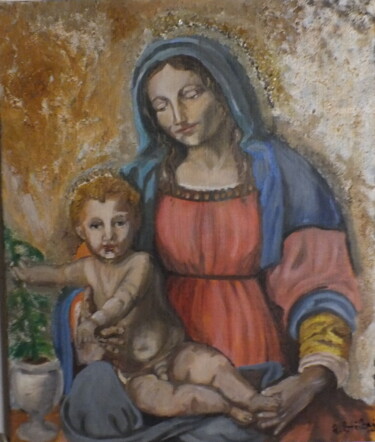 Pittura intitolato "Madonna with Jesus" da Robin Stříbný, Opera d'arte originale, Olio