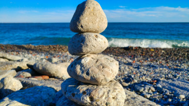 Photography titled "Cain stacked stones…" by Rahul, Original Artwork, Digital Photography