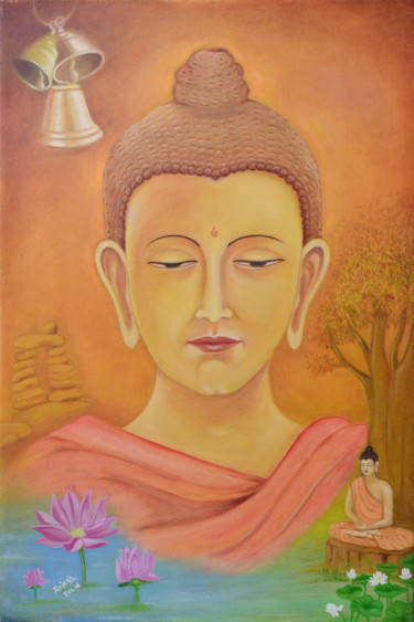 Painting titled "buddha.jpg" by Rajesh Sharma, Original Artwork, Oil