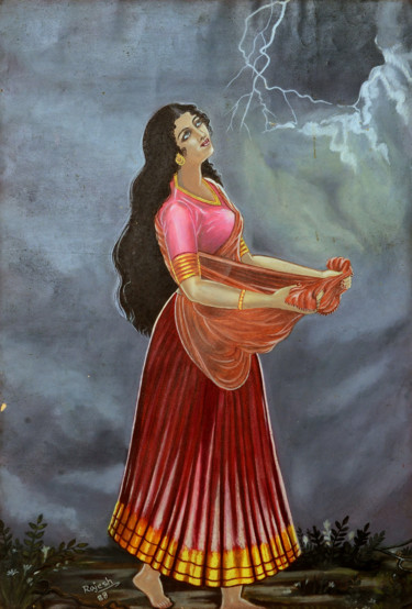 Schilderij getiteld "Meera - Devotee of…" door Rajesh Sharma, Origineel Kunstwerk, Olie