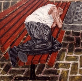 Peinture intitulée "Bench 8" par Raanan Spiro, Œuvre d'art originale